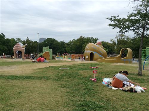 久宝寺緑地・まいまい広場・芝生から