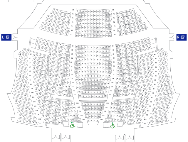 NHK大阪ホール1階座席表