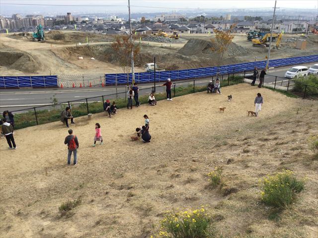 「彩都なないろ公園」ドッグランを丘の上から撮影