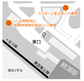 鶴瀬駅東口ららぽーと富士見行バス停地図