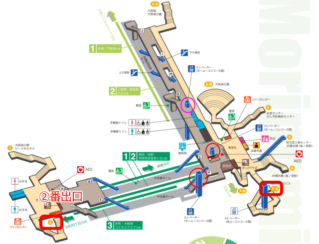 地下鉄中央線「森ノ宮駅」駅ガイド地図