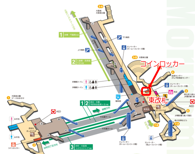 大阪メトロ（地下鉄）・森ノ宮駅の構内図