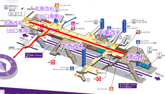 東梅田駅構内地図