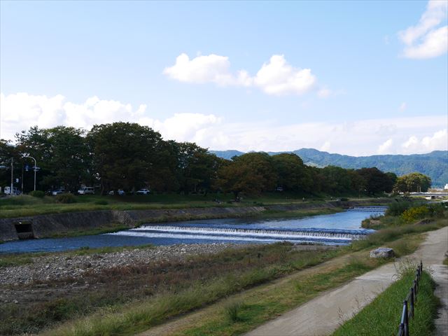 京都府立植物園横の鴨川（賀茂川）の流れ