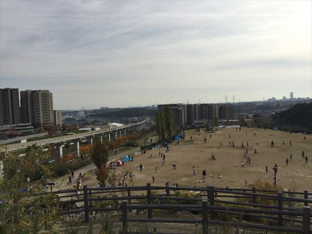 丘の上から彩都西公園を撮影