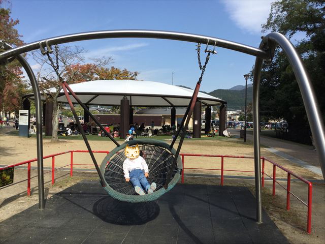 宝が池公園「子どもの楽園」バスケットブランコ