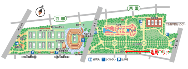 靭公園内マップ、遊具エリア