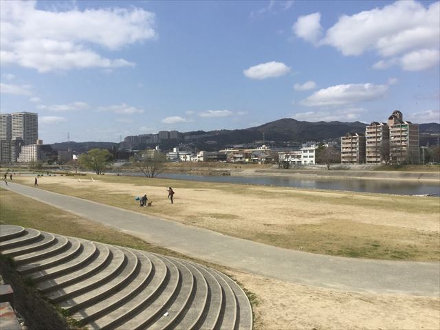 「末広中央公園」横の武庫川