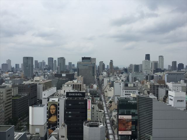 大丸心斎橋店北館屋上庭園、北側の風景