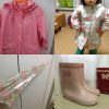 女の子向けレイングッズ（レインコート2種類、傘、長靴）