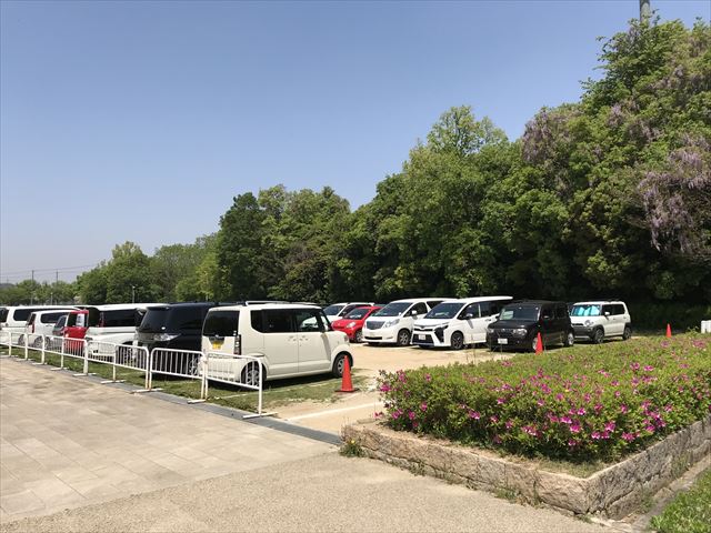 錦織公園の北臨時駐車場の様子