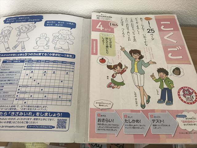 小学ポピーの教材一式を開いたところ