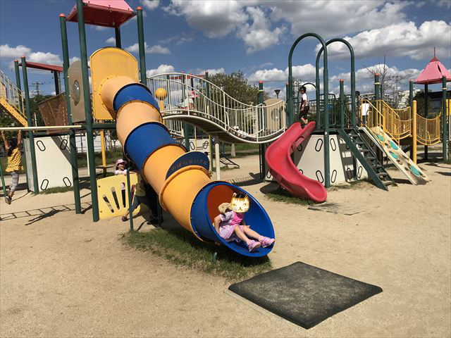 鳳公園の複合遊具「チューブ滑り台」