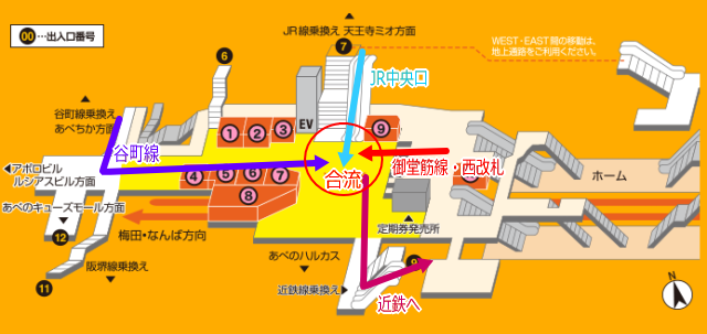 天王寺地下1階の地図