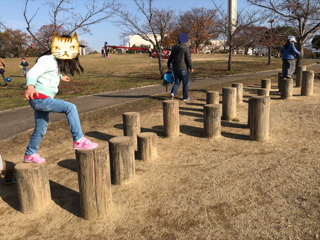 大和郡山市「九条公園」丸太ステップ