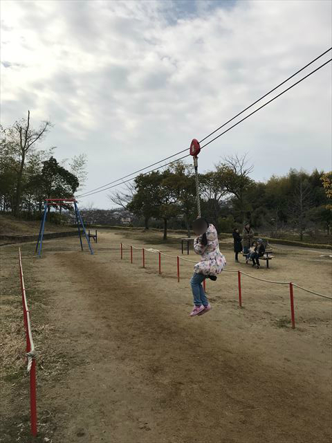 竹取公園の「わんぱく広場」にあるターザンロープ