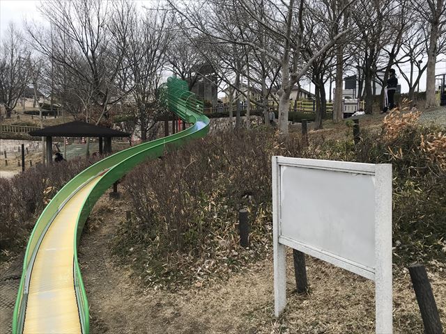 竹取公園の「学びの森」ローラー滑り台