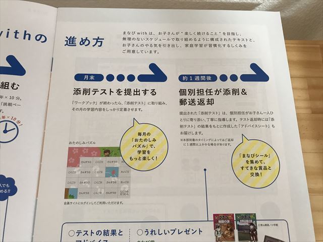 「まなびwith小学生コース」学習ガイドブックに書かれている通信教育の進め方