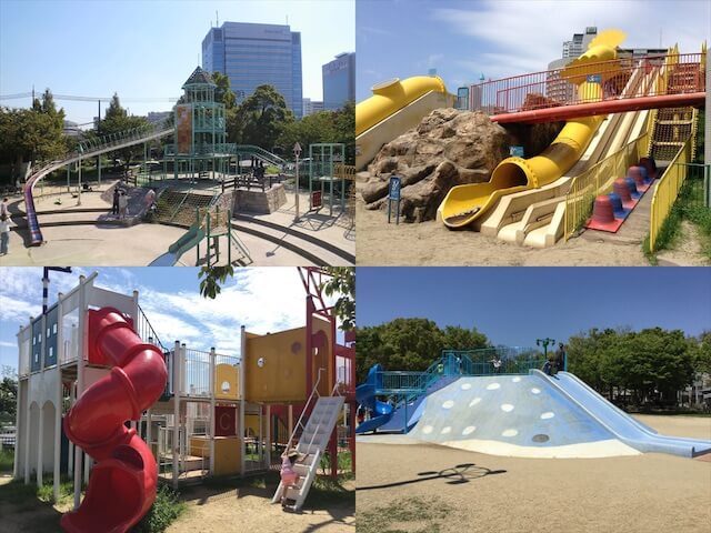 大阪府大阪市の遊具公園（大阪城公園・扇町公園・舞洲緑地・八幡屋公園）