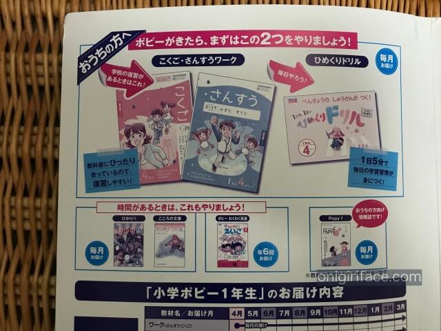 小学ポピー1年生の教材「国語・算数・英語」など一覧