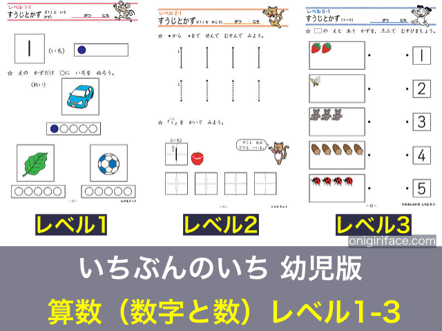 家庭学習教材「いちぶんのいち」幼児版・算数レベル1〜3の問題