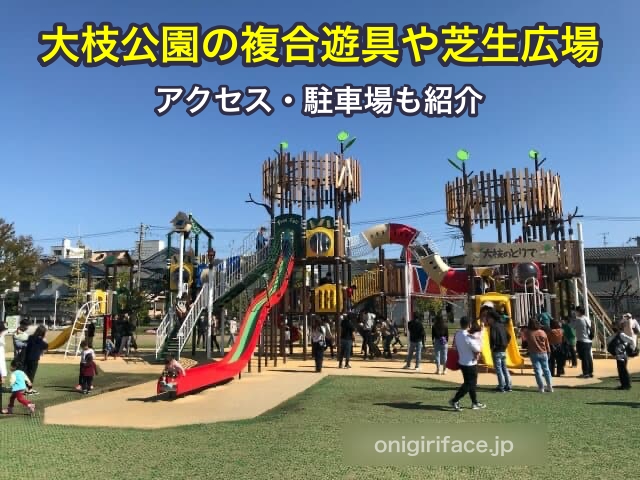 大枝公園の複合遊具や芝生広場で遊んできたよ。アクセス・駐車場も紹介